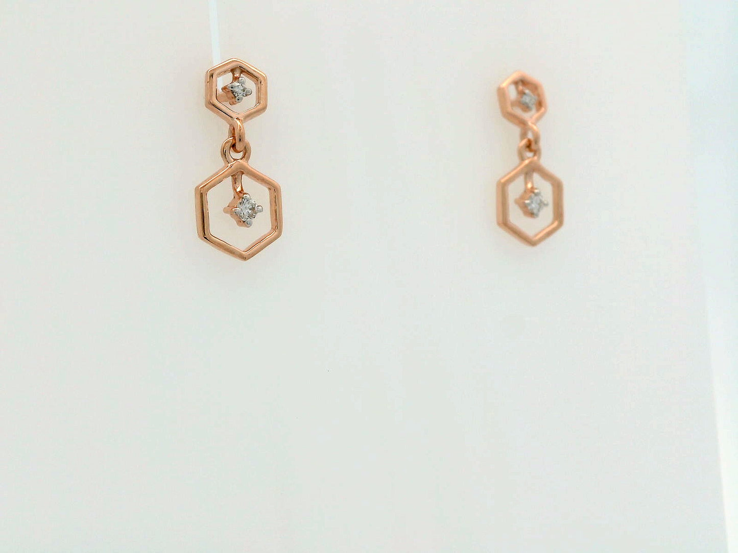 Elegant Rose Gold Hexagon Earrings
