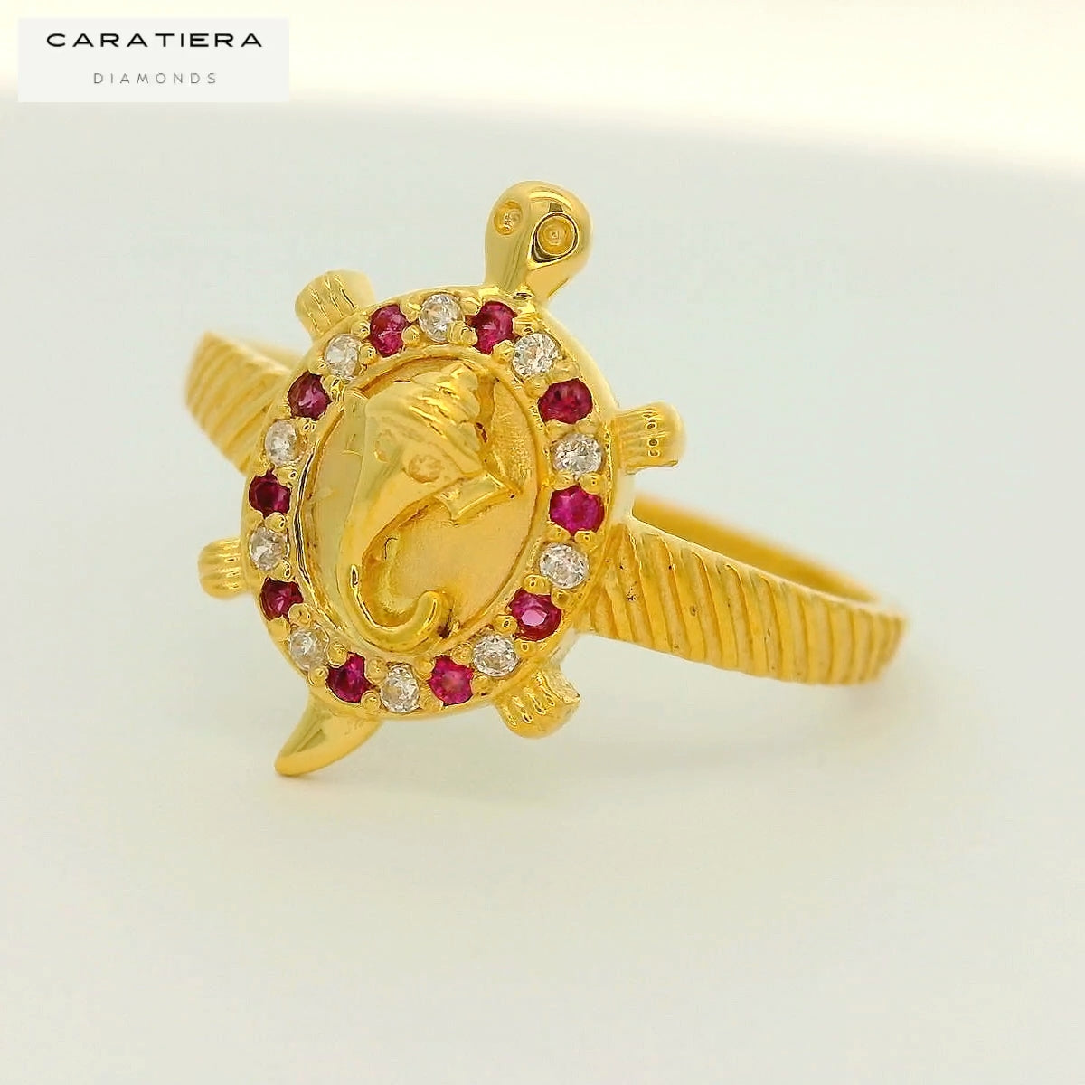 Elegant Turtle Ring with Gemstones