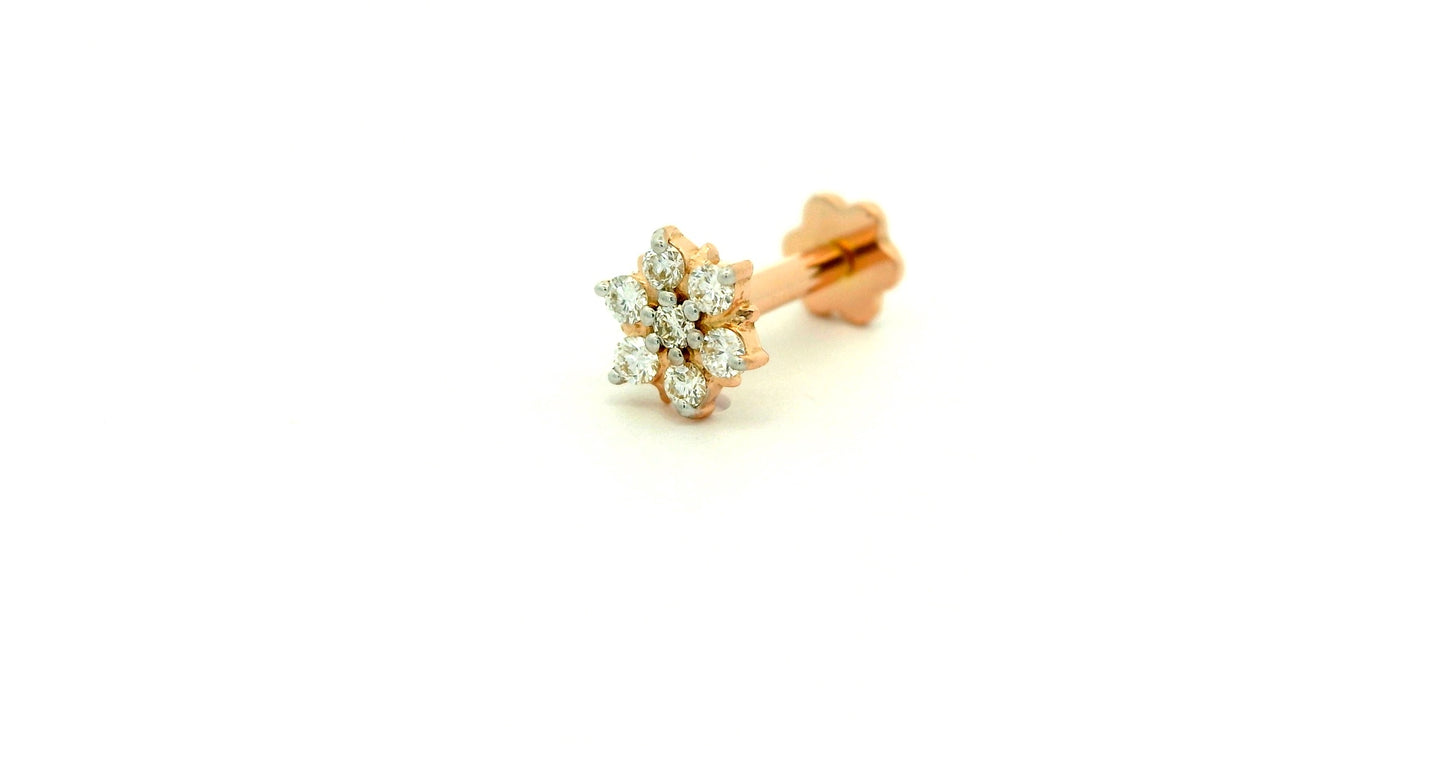 Elegant Floral Diamond nose pin