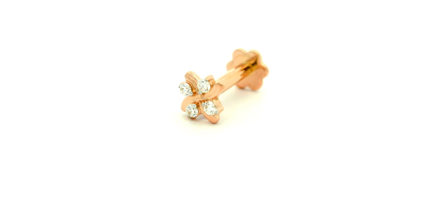 Elegant Rose Gold flower nose pin