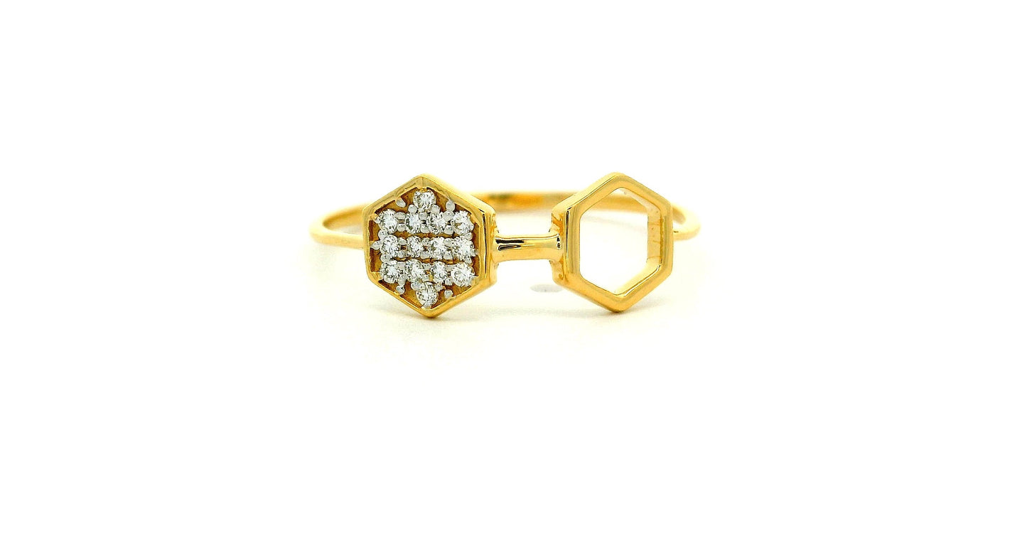 Elegant Hexagonal Diamond Ring