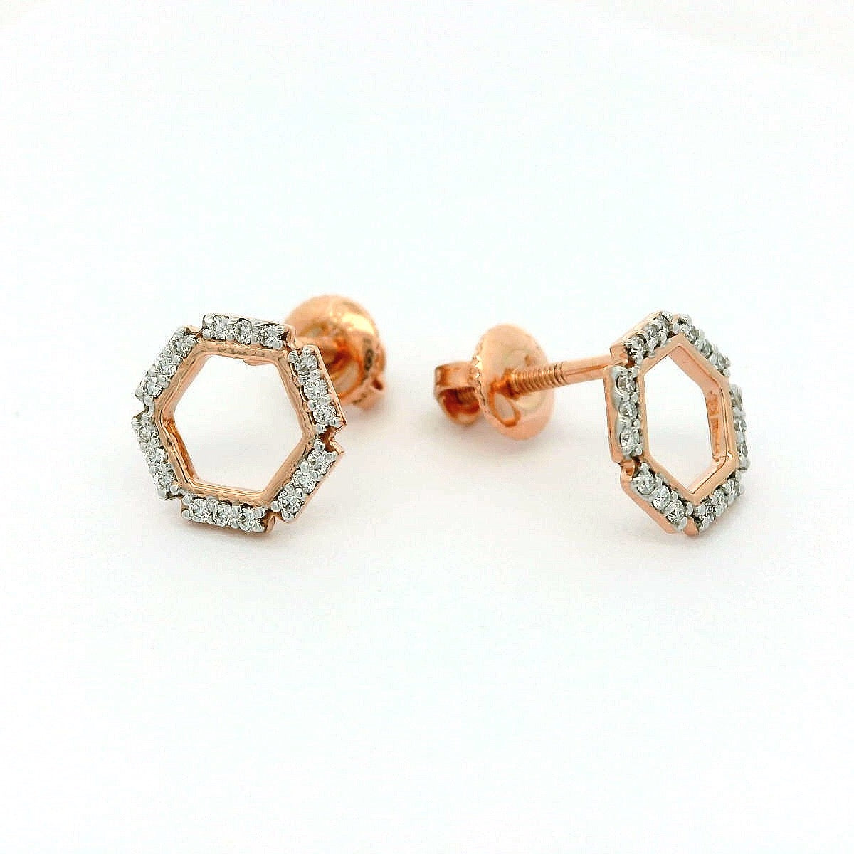 Elegant Hexagonal Diamond Earrings