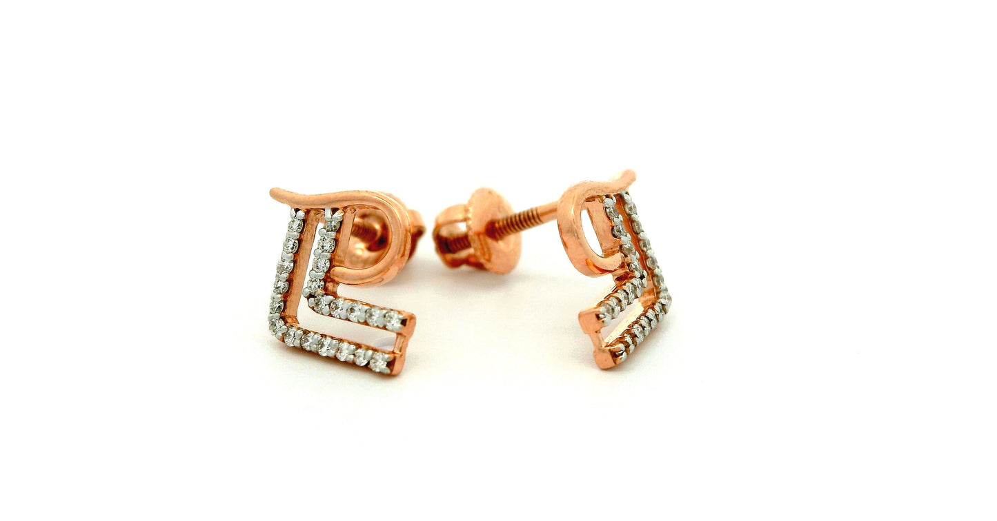 Elegant Rose Gold Initial Earrings