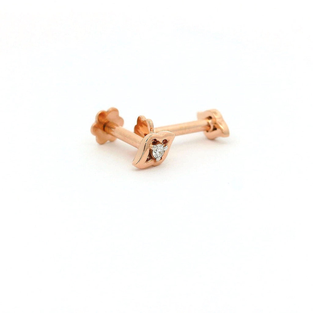 Golden Leaf Diamond Earrings   - 2stdd21