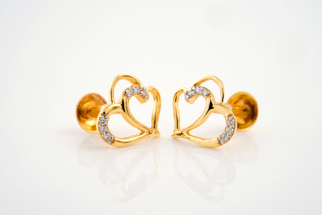 Diamond Duo Heart Earring  - STDD271