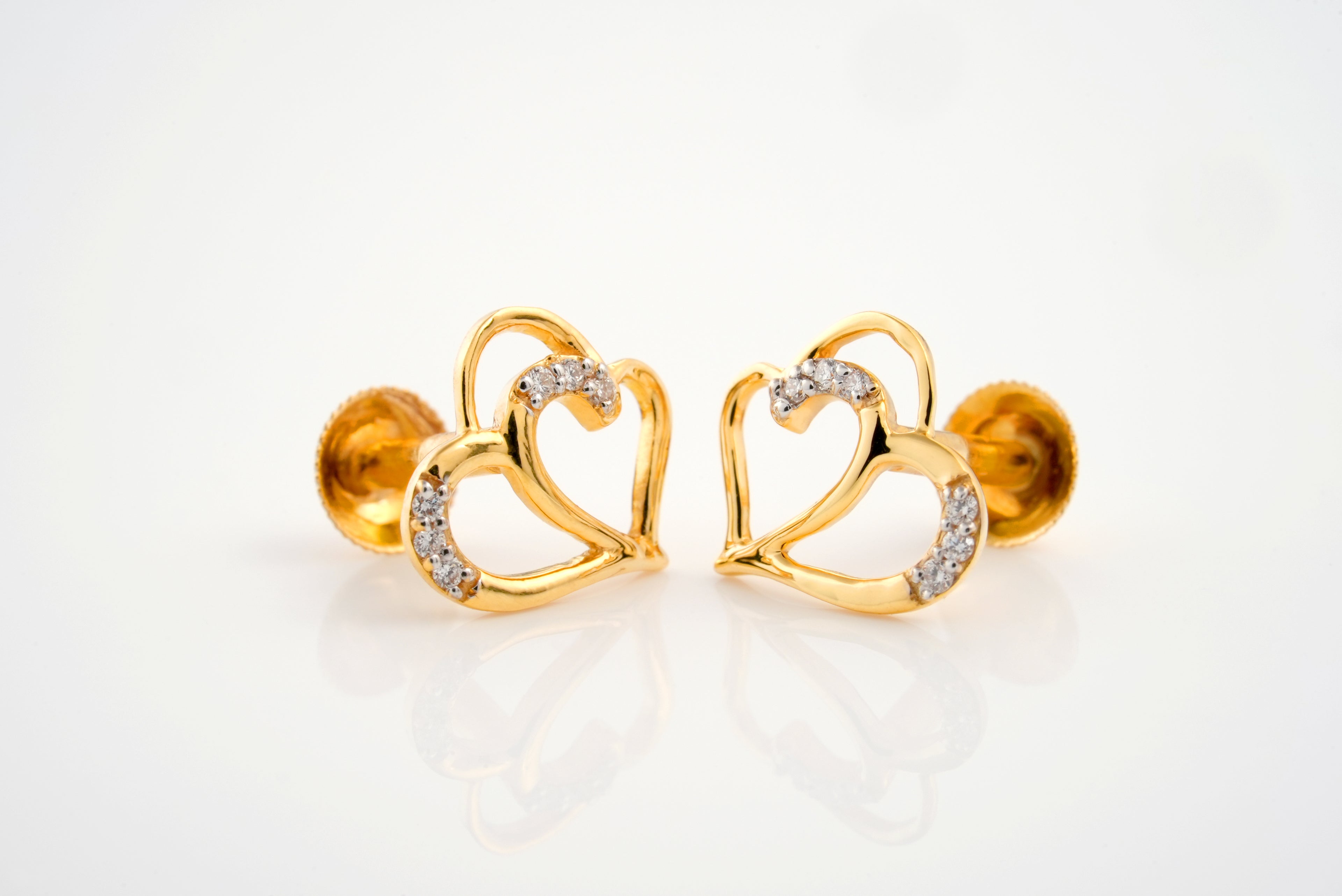 Diamond Duo Heart Earring  - STDD271