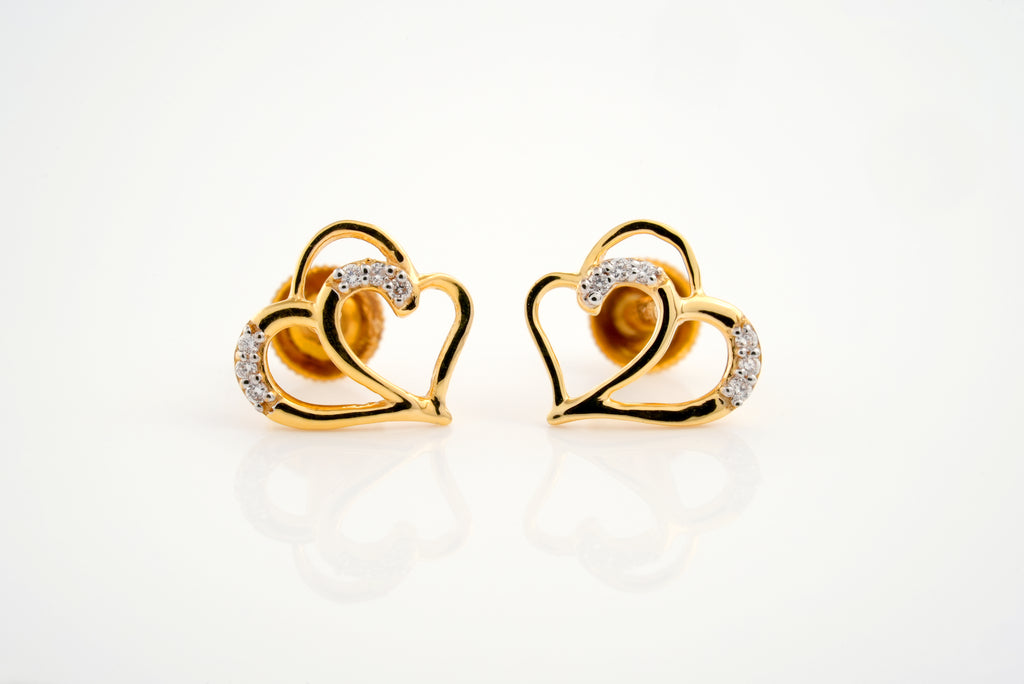 Diamond Duo Heart Earring  - STDD271