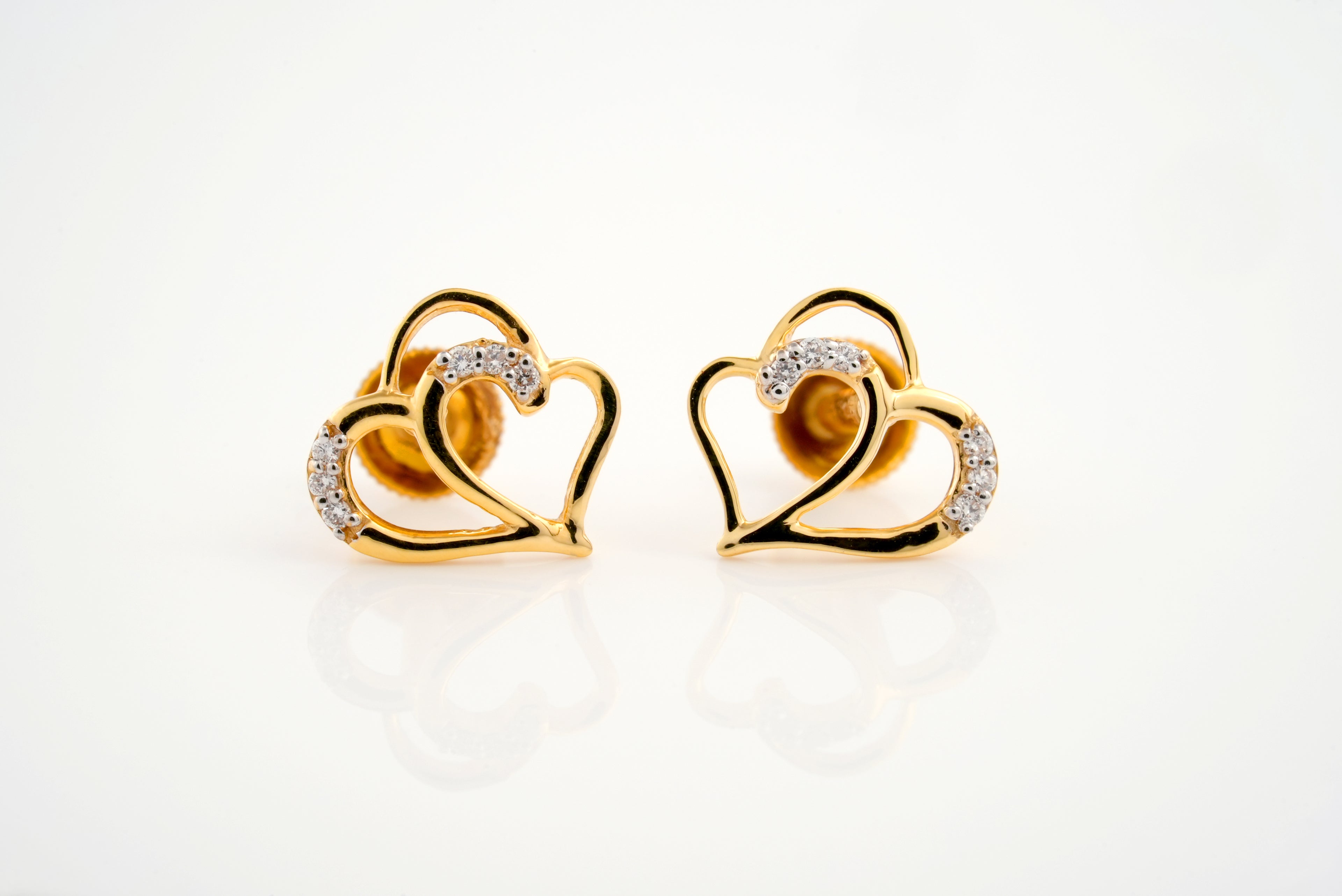 Diamond Duo Heart Earring  - STDD271