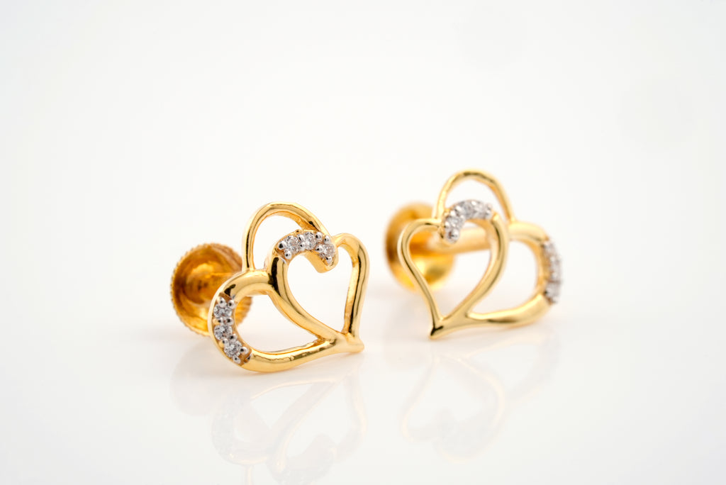 Diamond Duo Heart Earring  - STDD271