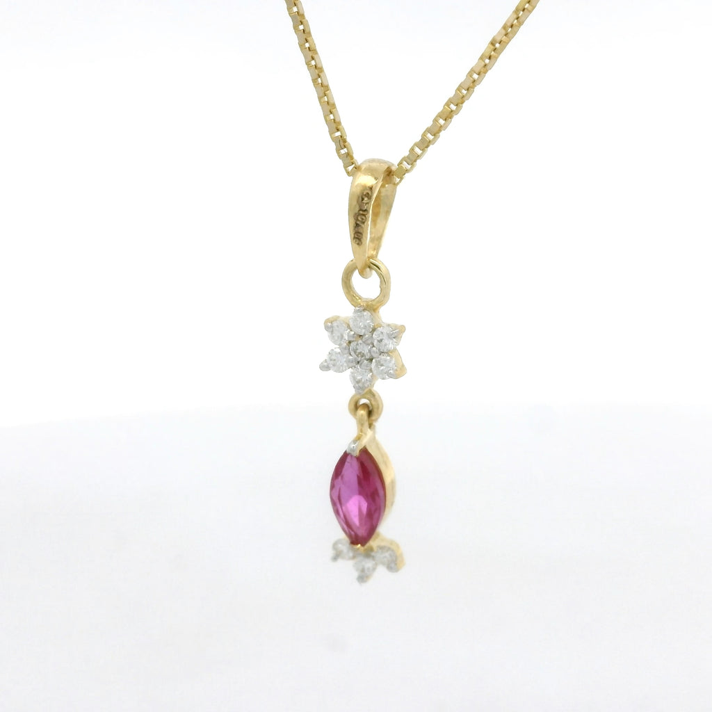 The Floral Marquise Pendant - NPD36R
