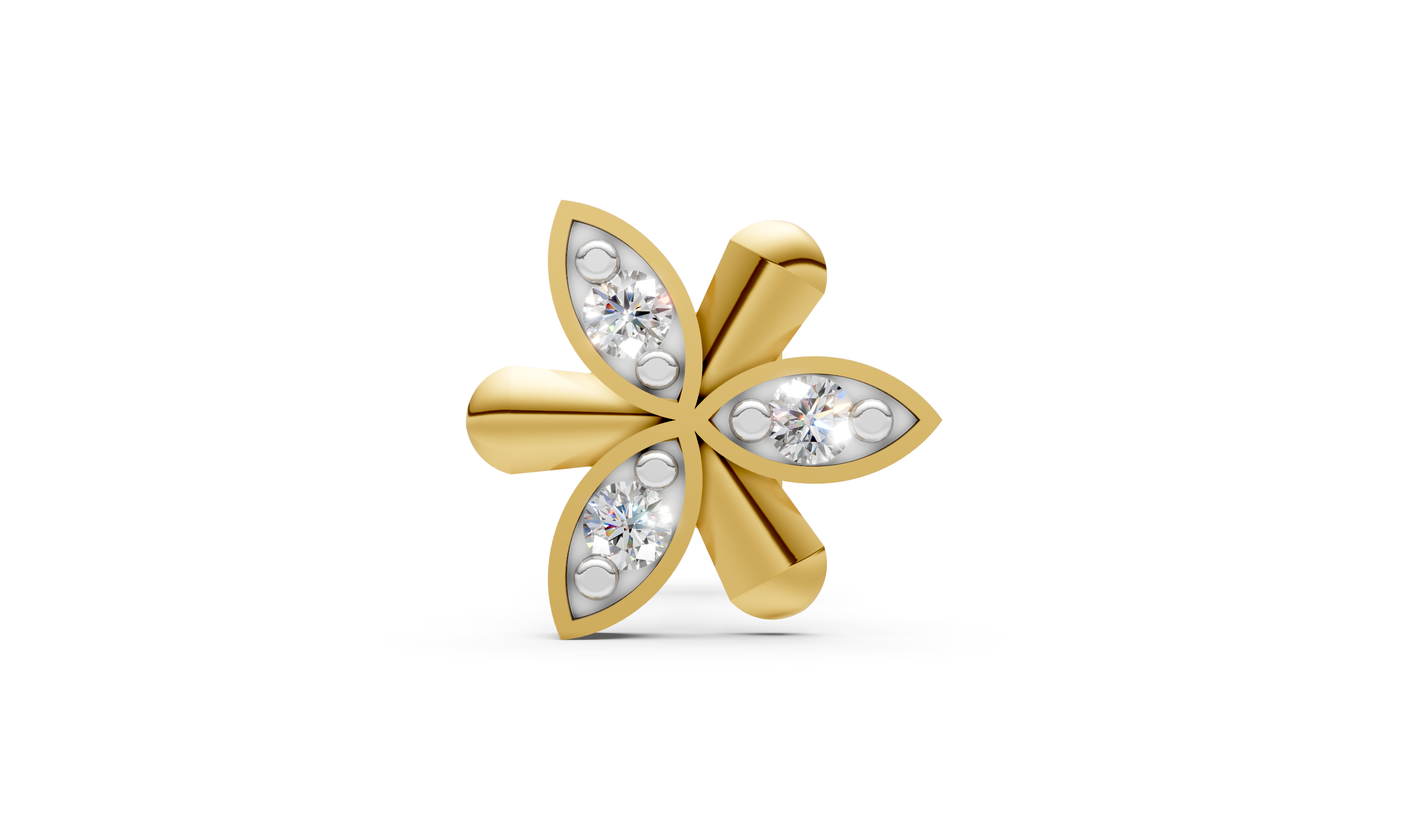 Golden Petal Trio Nose pin  - NPD11