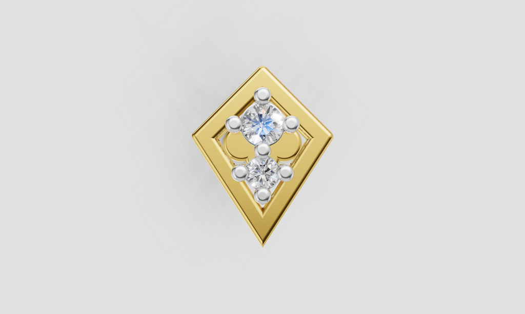 Golden Duo Diamond Nose Pin - NPD129