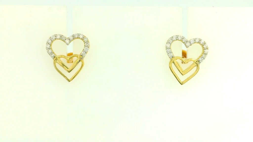 Golden Harmony Heart Studs  -STDD720