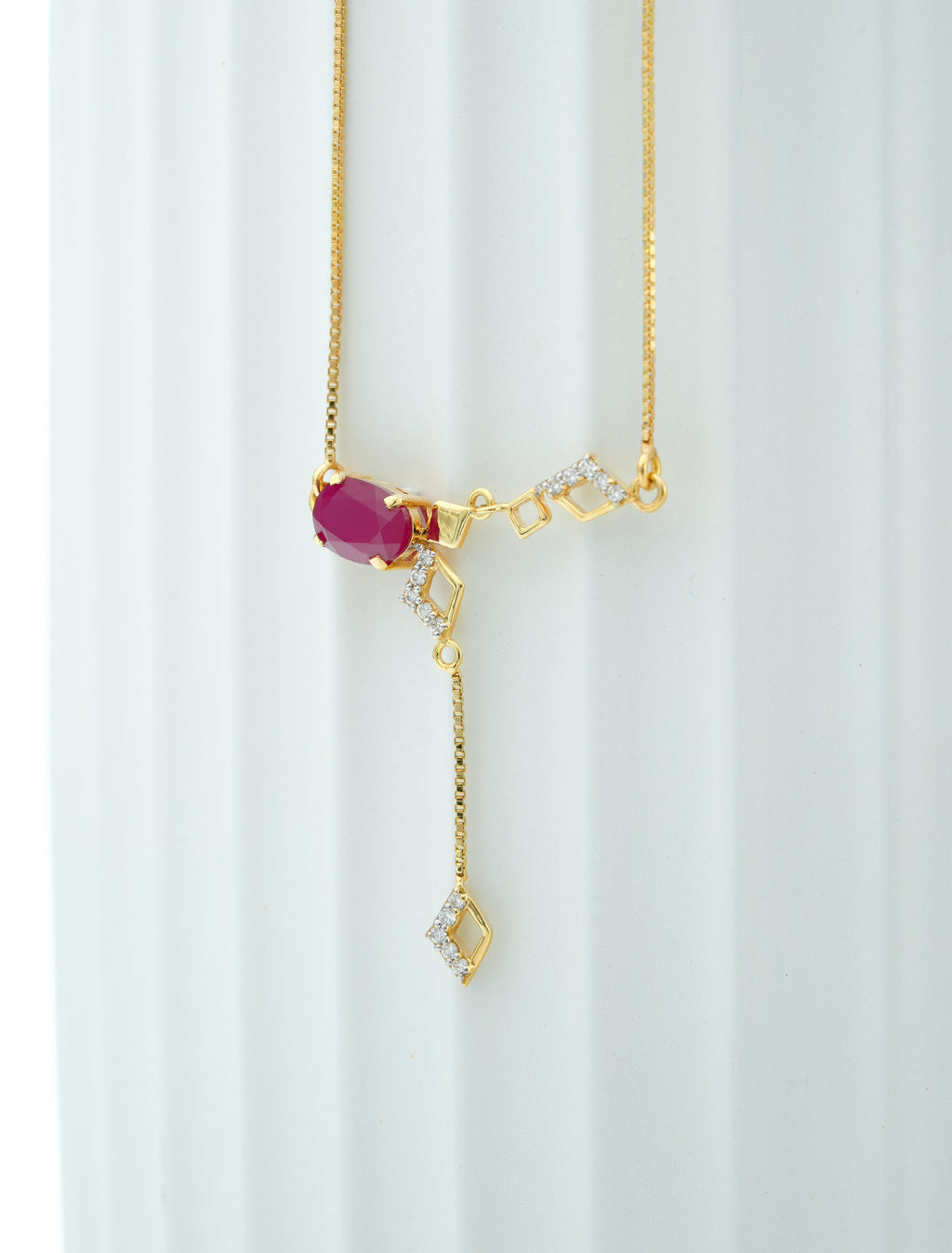 MODERN  OVAL RUBY PENDANT  - CPDH 24