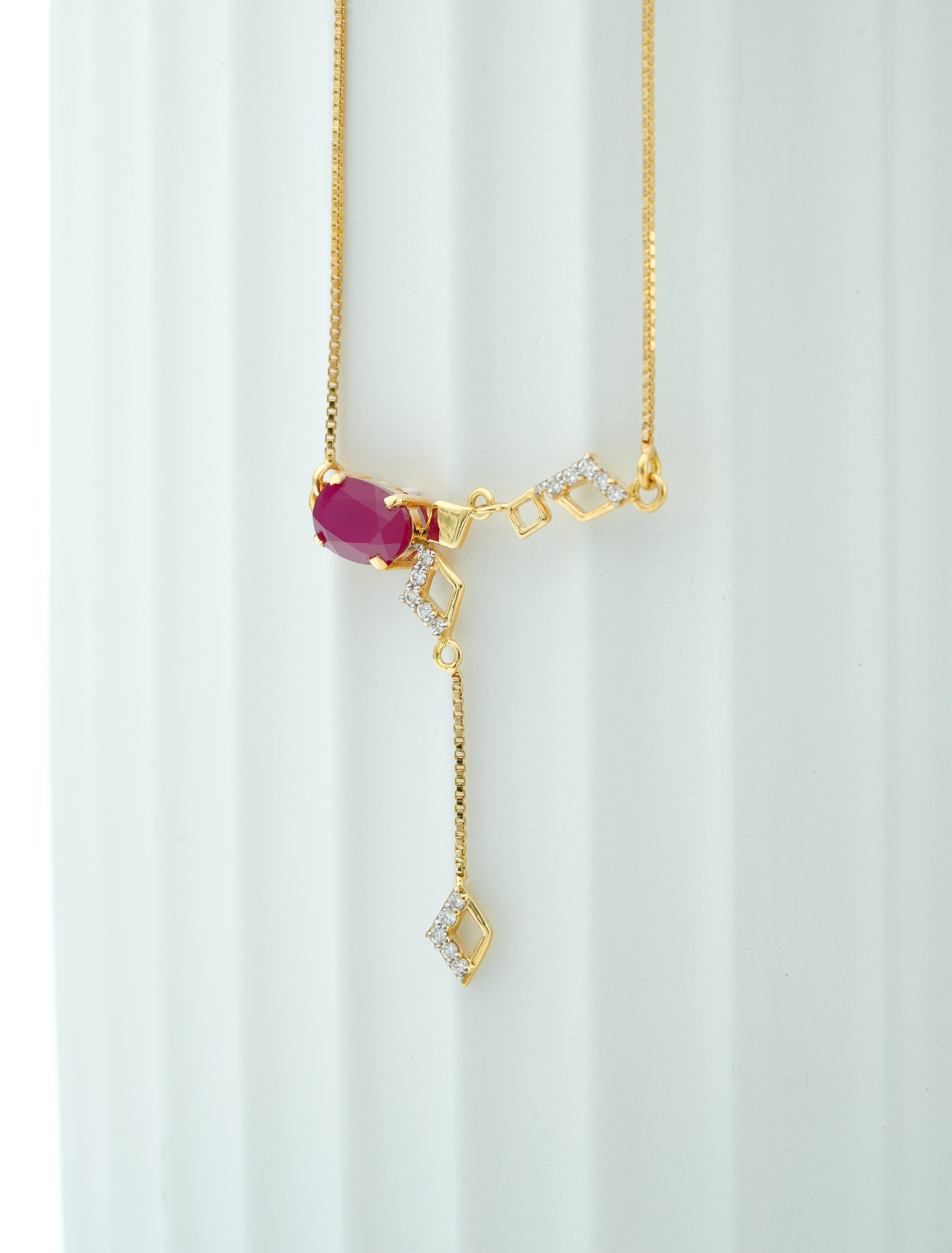 MODERN  OVAL RUBY PENDANT  - CPDH 24