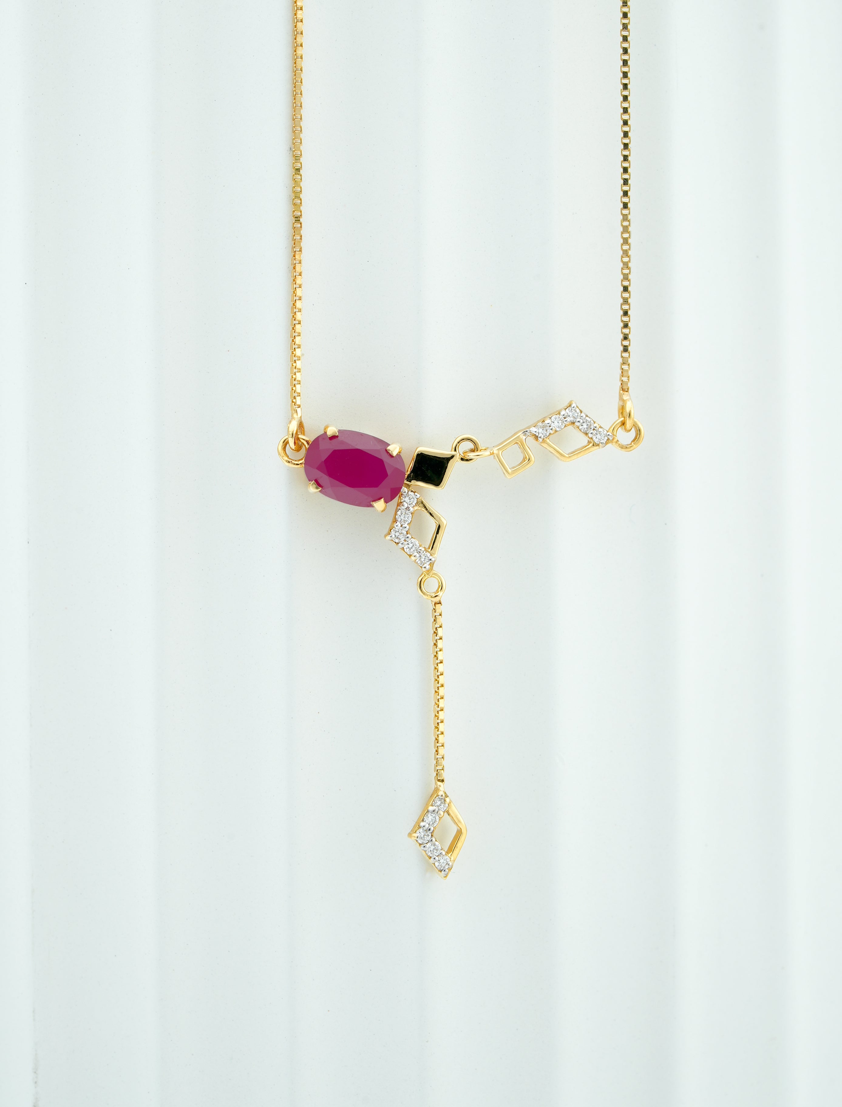 MODERN  OVAL RUBY PENDANT  - CPDH 24