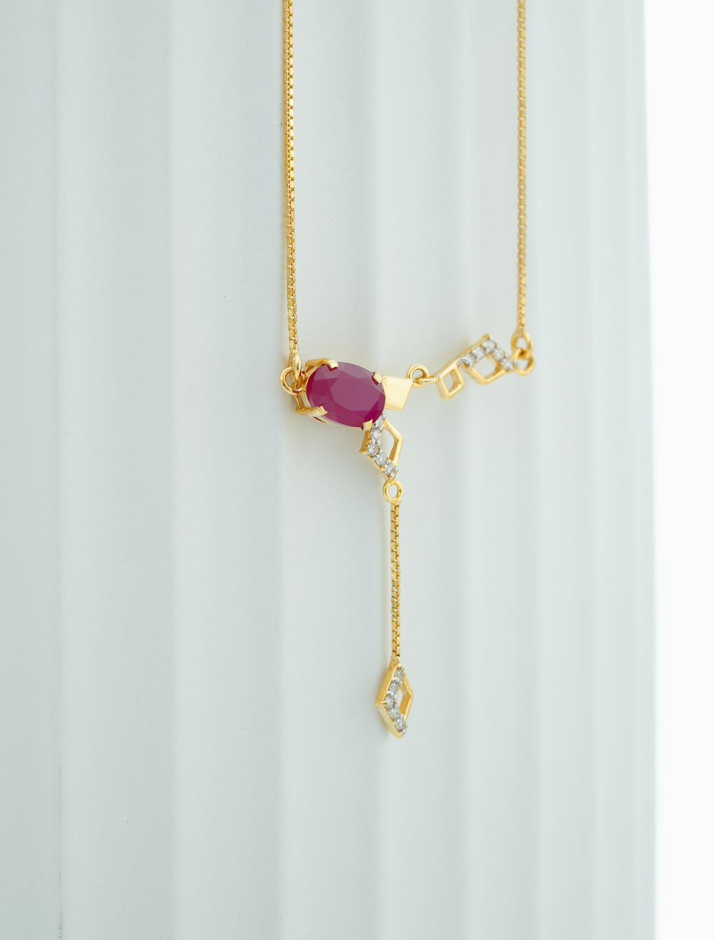 MODERN  OVAL RUBY PENDANT  - CPDH 24