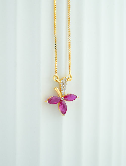 Crimson petal bloom pendant -cpdh61R