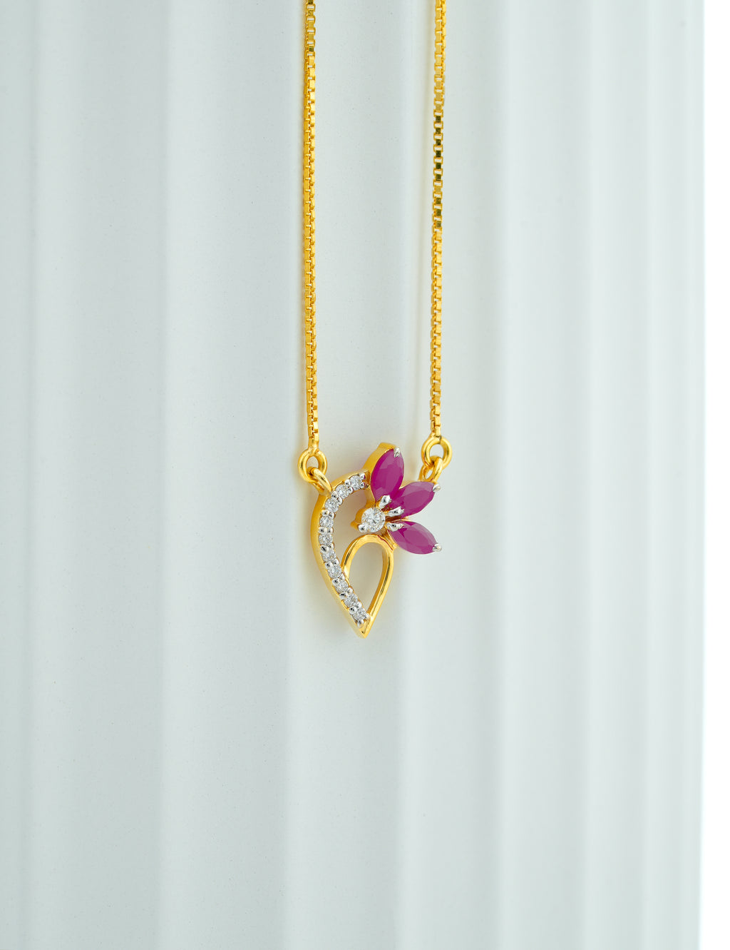 The Ruby Heart-Bloom Pendant  - CPDH81R