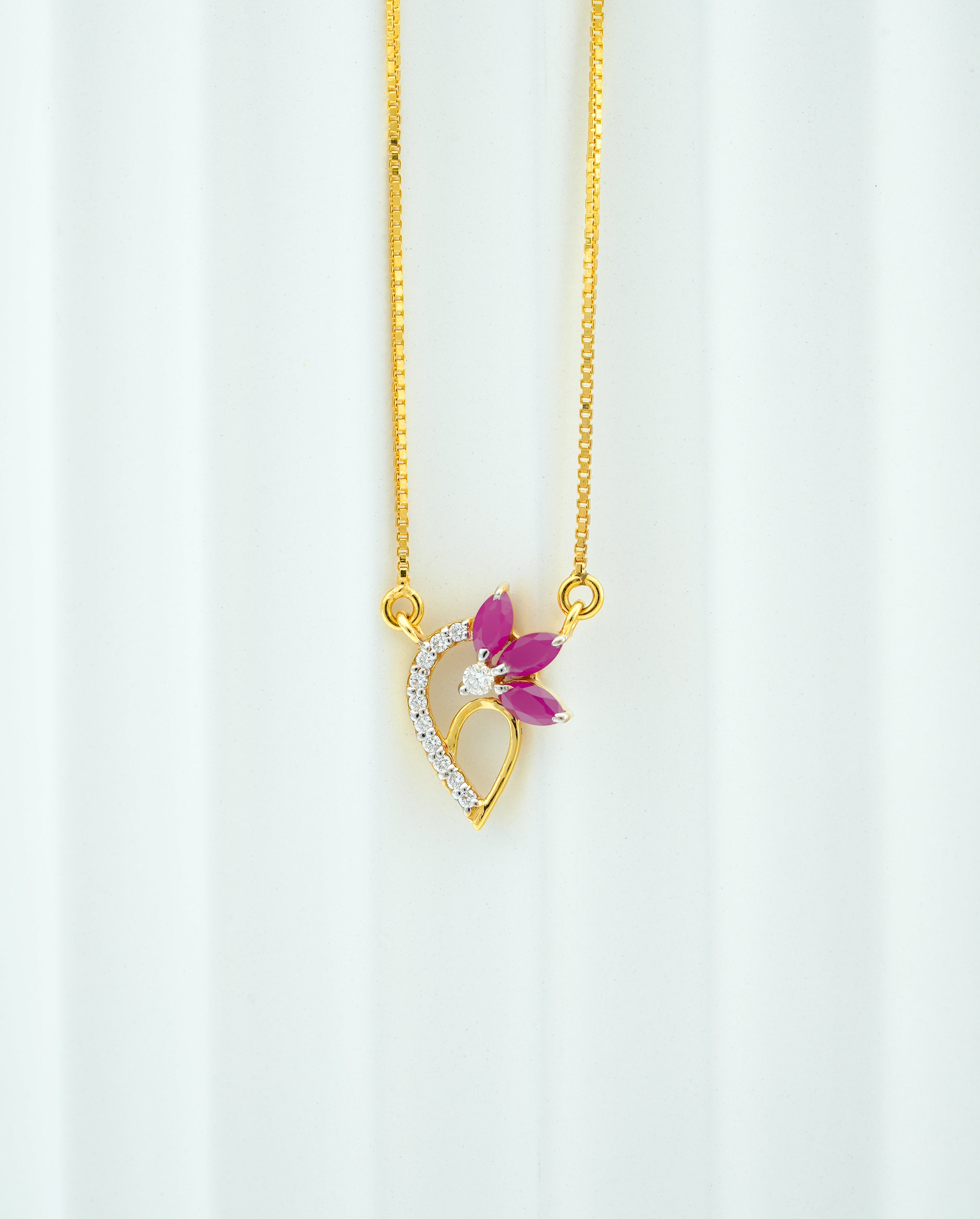 The Ruby Heart-Bloom Pendant  - CPDH81R