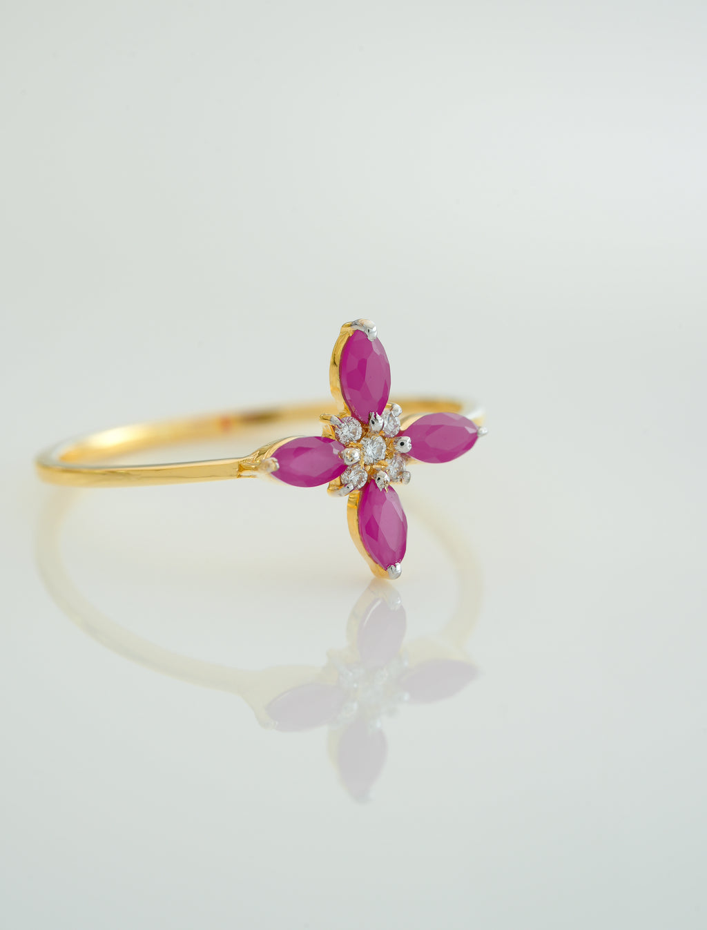 RUBY BLOSSOM STAR  RING  - CRG31