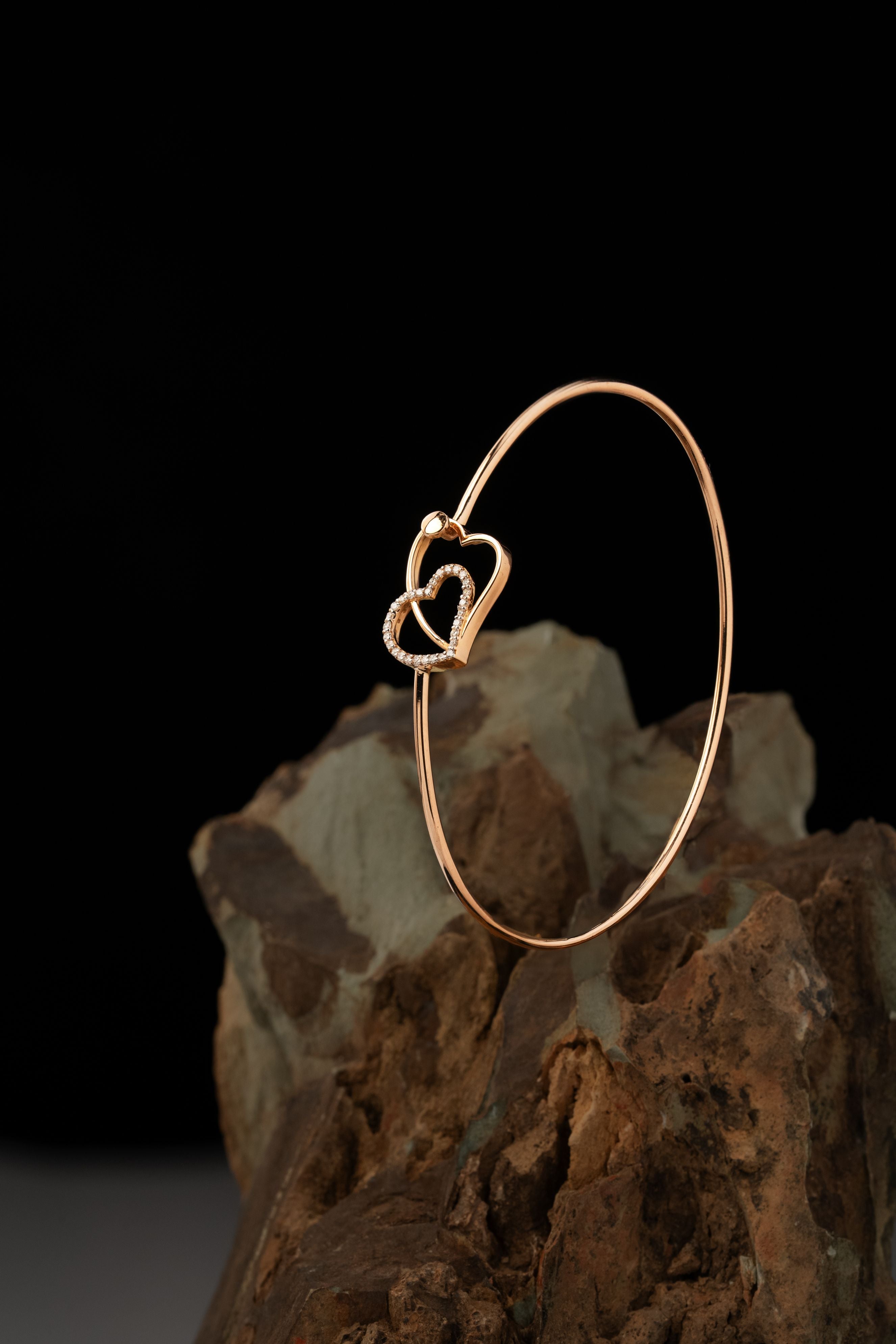 Delicate Heart-Shaped Bangle -  PBD