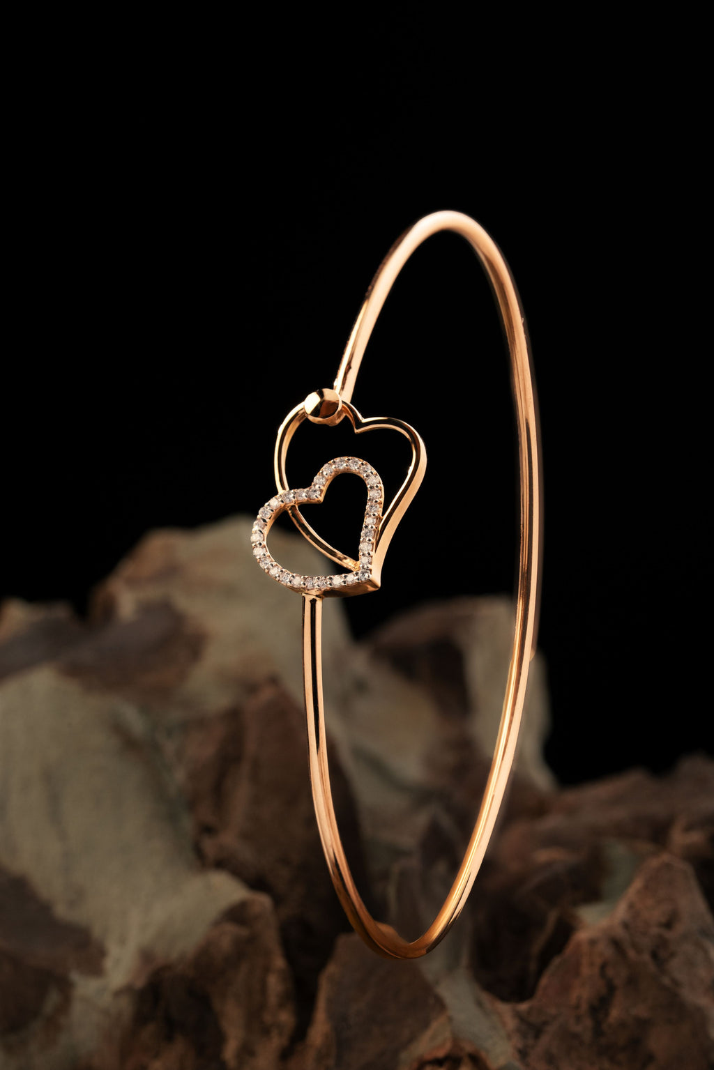 Delicate Heart-Shaped Bangle -  PBD