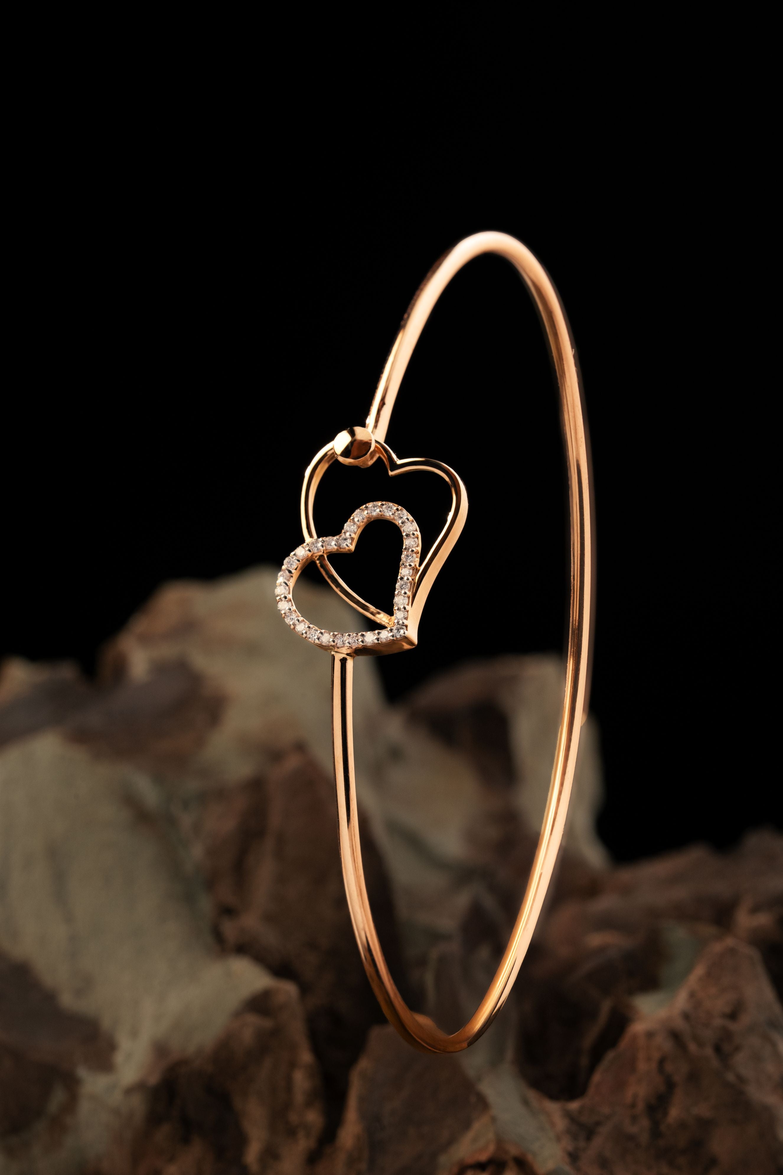 Delicate Heart-Shaped Bangle -  PBD