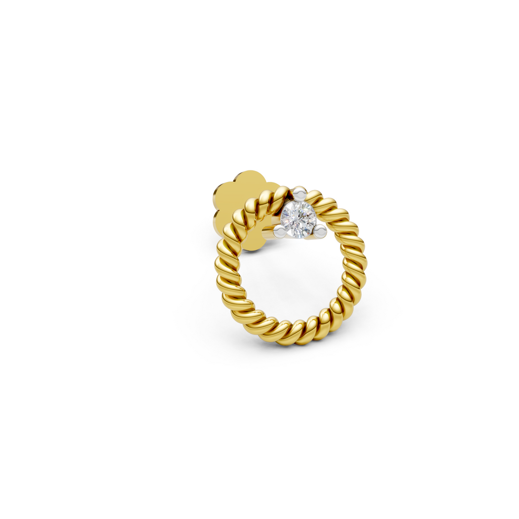 Radiant Twist Solitaire Nose Pin - NPD163