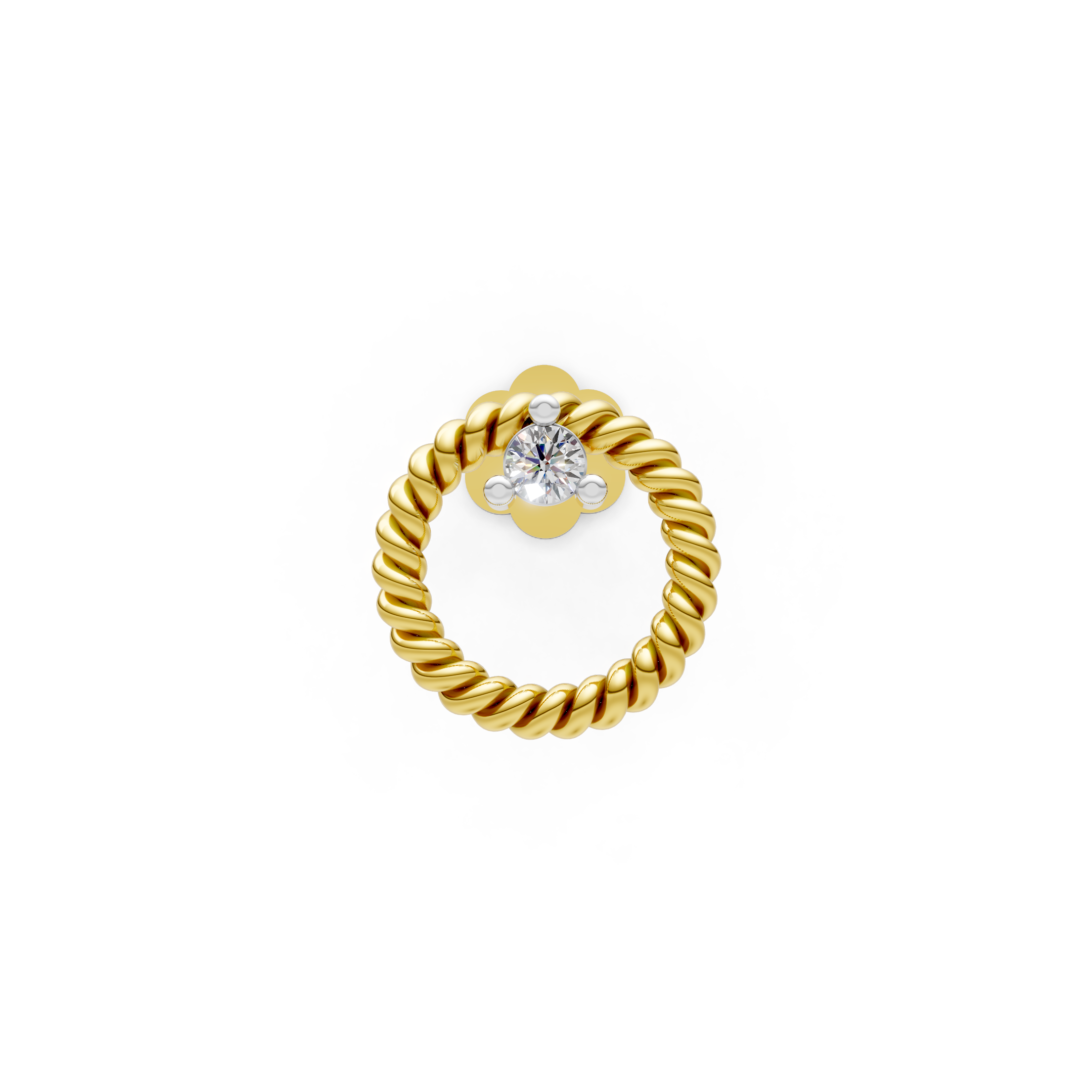 Radiant Twist Solitaire Nose Pin - NPD163