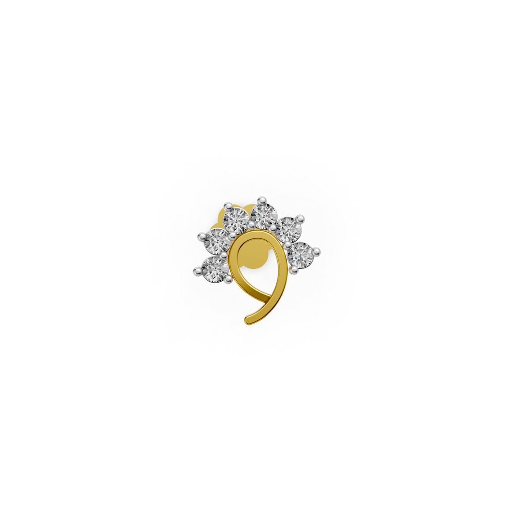 Glimmering Wave Nose Pin   -PND300