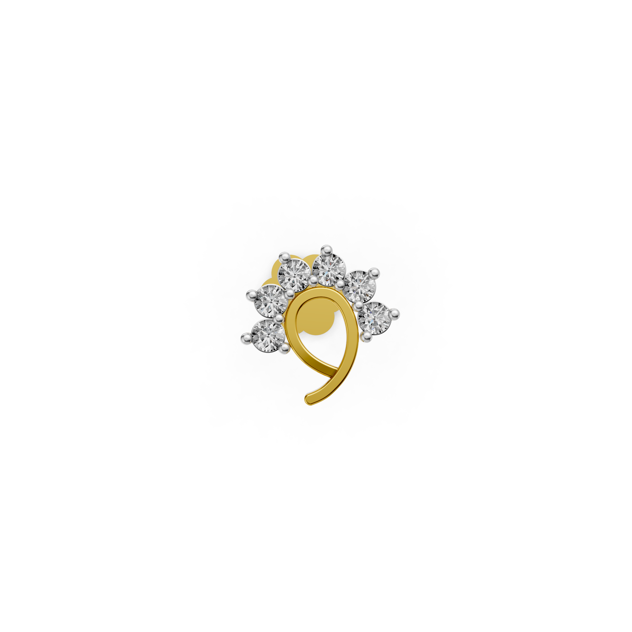 Glimmering Wave Nose Pin   -PND300
