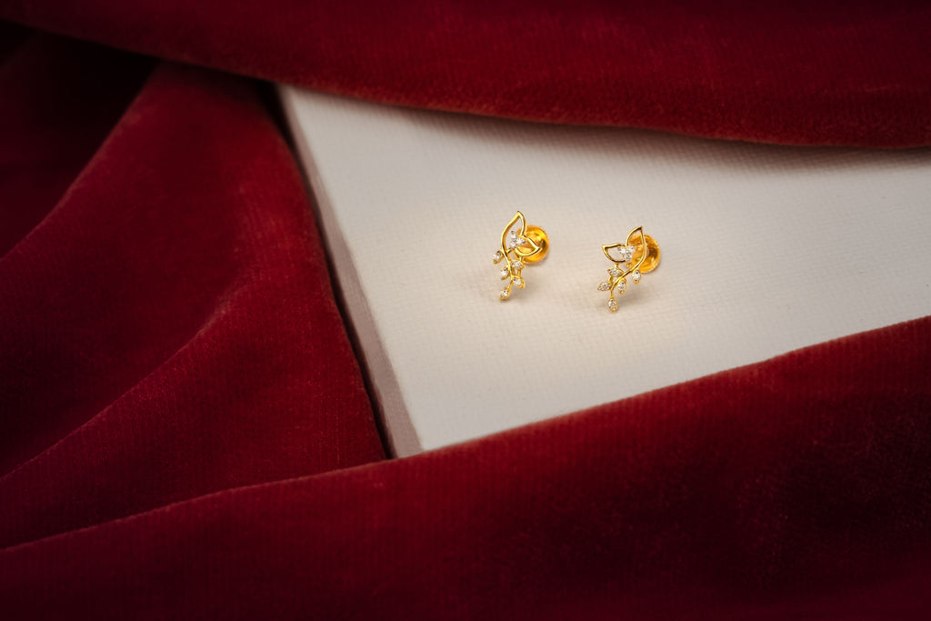 Elegant Rose Gold Leaf   earrings  - STDD