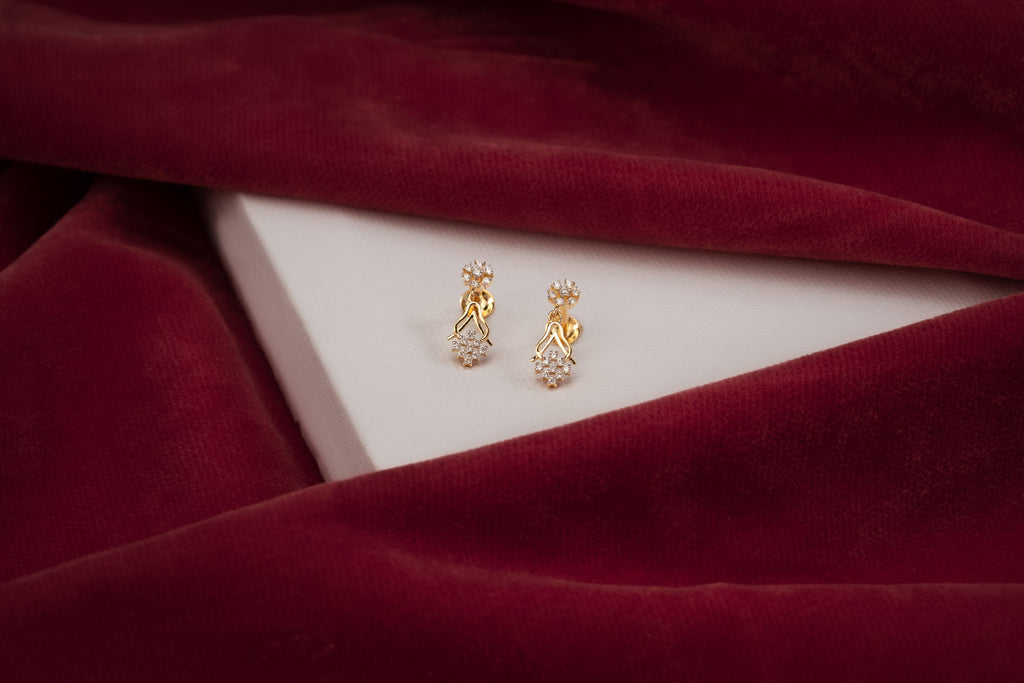 Square with Flower earrings  - STDD