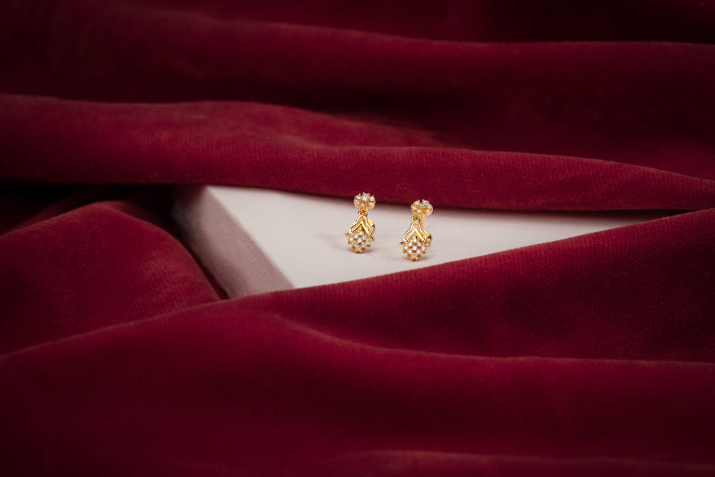 Square with Flower earrings  - STDD