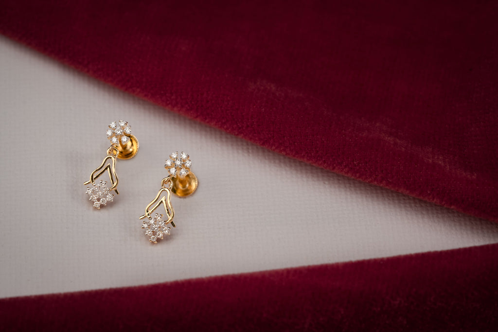 Square with Flower earrings  - STDD